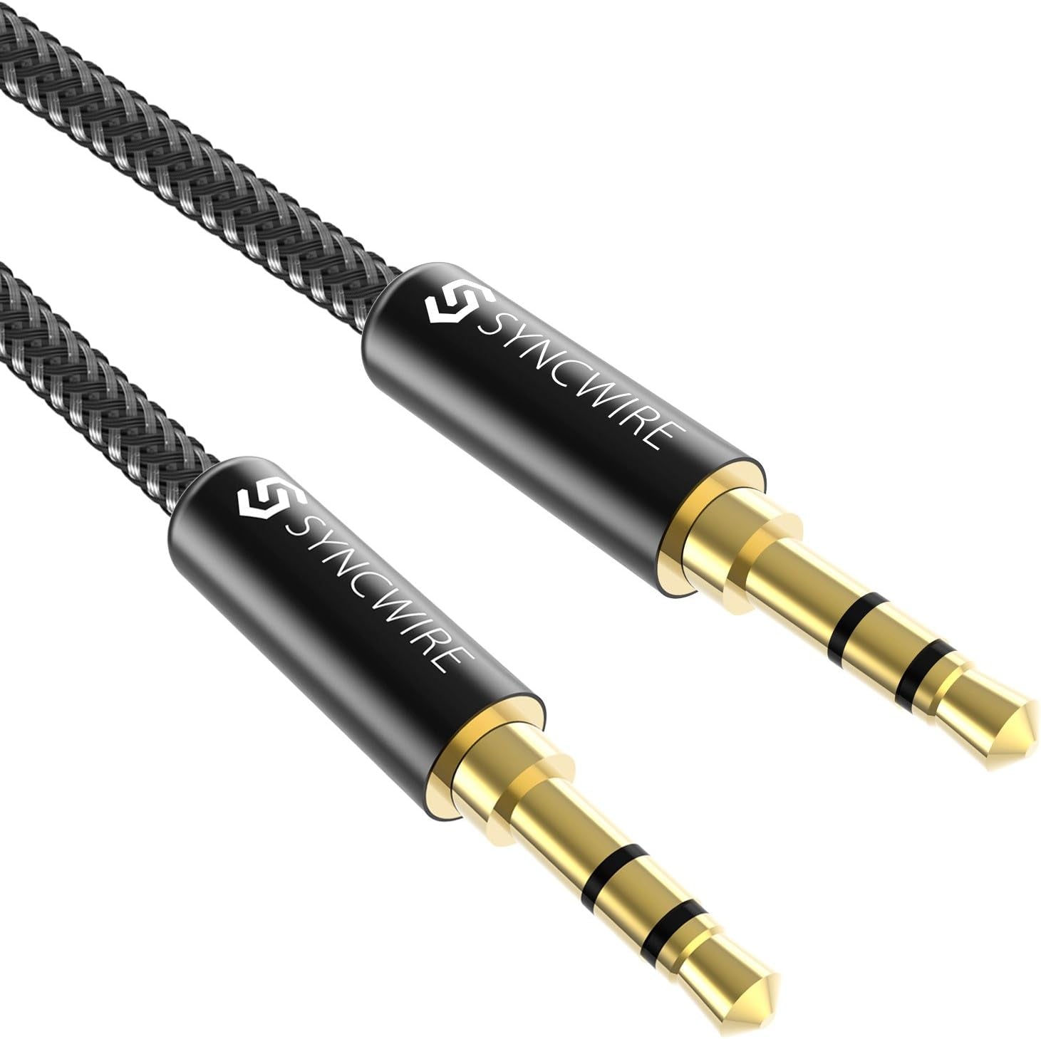 3.5Mm Aux Cable (9.8Ft/3M) Hi-Fi Sound Nylon Braided Auxiliary Audio Cable Adapter Male to Male AUX Cord for Headphones, Car, Home Stereos, Speaker, Iphone, Ipad, Ipod, Echo & More Black