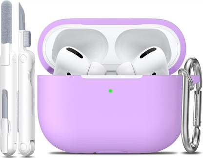 for Airpods Pro 2Nd/1St Generation Case with Cleaner Kit,Soft Silicone Protective Case Cover for Apple Airpod Pro 2/1 for Women Men,Airpods Pro Case Accessories with Keychain,Lavender